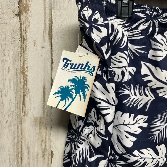 Trunks Surf & Swim Co. Swim Trunks Bathing Suit Mens XXL  Blue White Hawaiian - Picture 4 of 5